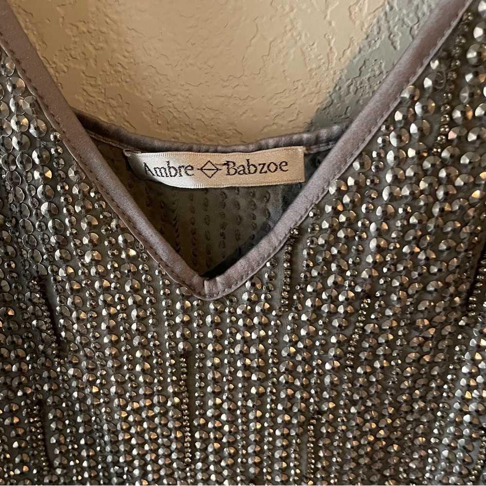 Gray Embellished Top with Silver Accents